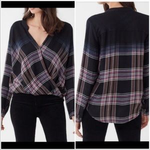 Splendid Women's Hyperion Plaid Ombre Flannel Wrap Top size Medium